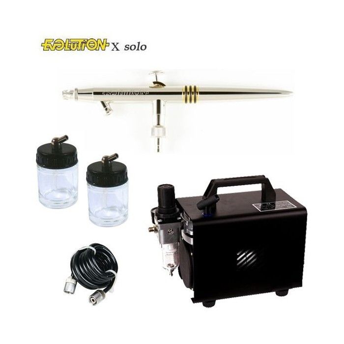 Evolution X Solo Airbrush Pack (0,4 mm) + RM 2600 Compressor